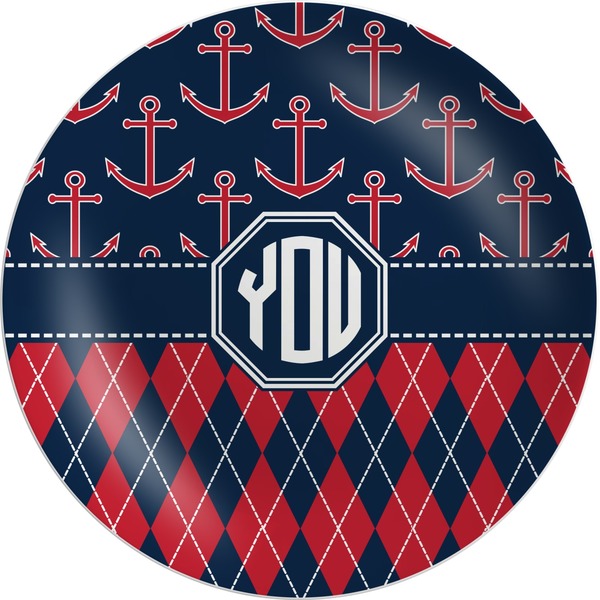 Custom Anchors & Argyle Melamine Plate (Personalized)