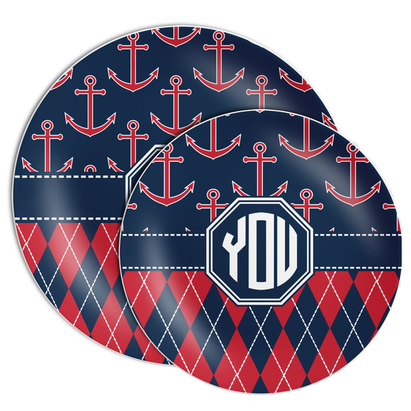 Anchors & Argyle Melamine Plates - PARENT/MAIN