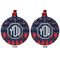 Anchors & Argyle Metal Ball Ornament - Front and Back