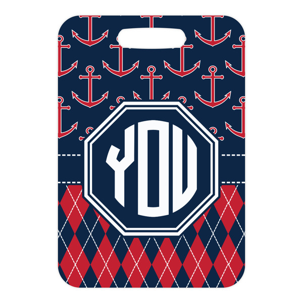 Anchors & Argyle Metal Luggage Tag - Front Without Strap