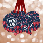 Anchors & Argyle Metal Ornaments - Double Sided w/ Monogram
