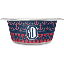 Anchors & Argyle Stainless Steel Dog Bowl (Personalized)