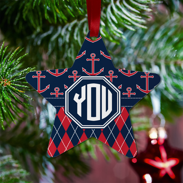 Anchors & Argyle Metal Star Ornament - Lifestyle