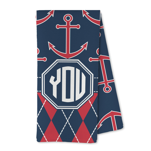 Custom Anchors & Argyle Kitchen Towel - Microfiber (Personalized)