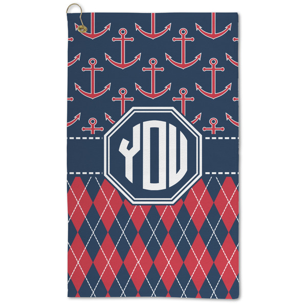 Custom Anchors & Argyle Microfiber Golf Towel - Large (Personalized)