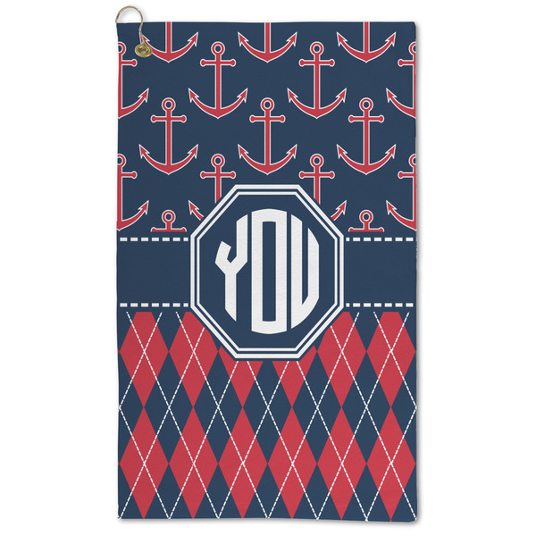 Custom Anchors & Argyle Microfiber Golf Towel (Personalized)