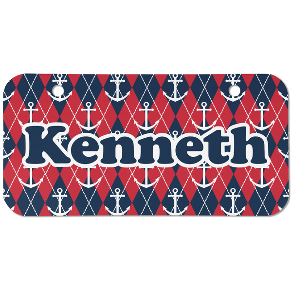 Custom Anchors & Argyle Mini/Bicycle License Plate (2 Holes) (Personalized)