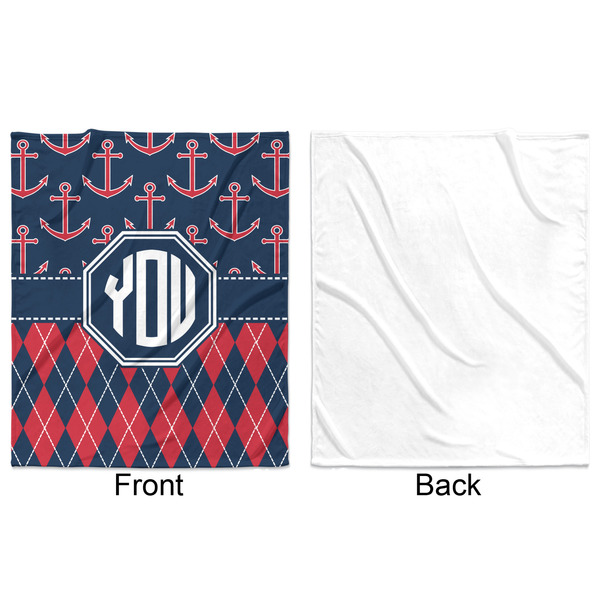Anchors & Argyle Minky Blanket - 50"x60" - Single Sided - Front & Back