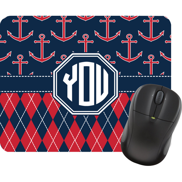 Custom Anchors & Argyle Rectangular Mouse Pad (Personalized)