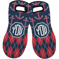 Anchors & Argyle Neoprene Oven Mitts - Set of 2 w/ Monogram