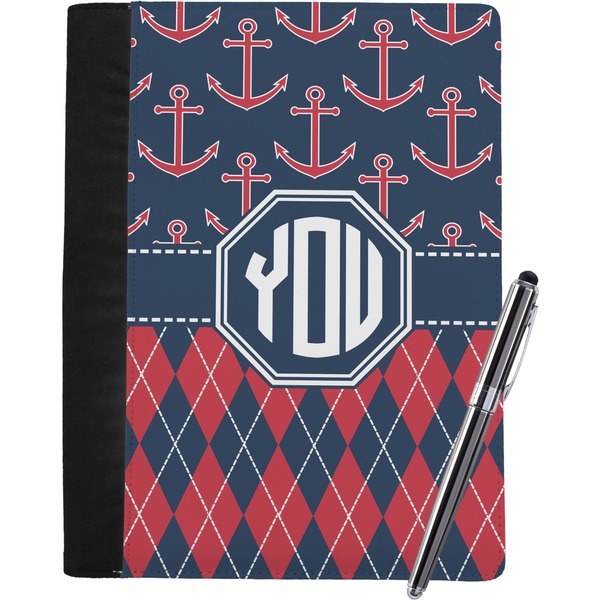 Custom Anchors & Argyle Notebook Padfolio - Large w/ Monogram