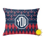 Anchors & Argyle Outdoor Throw Pillow (Rectangular) (Personalized)