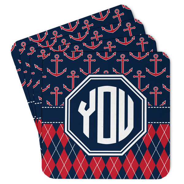 Custom Anchors & Argyle Paper Coasters w/ Monograms