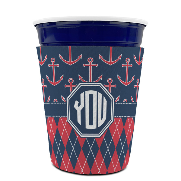 Anchors & Argyle Party Cup Sleeves - without bottom - FRONT (on cup)