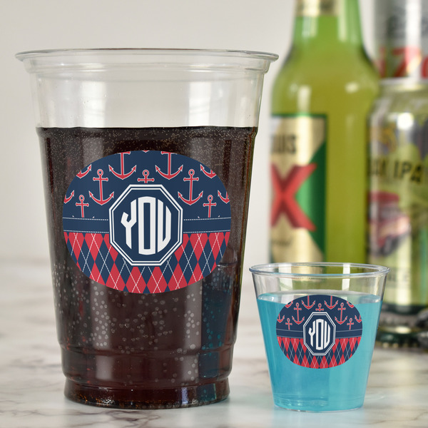 Anchors & Argyle Party Cups - 16oz - In Context