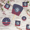 Anchors & Argyle Party Supplies Combination Image - All items - Plates, Coasters, Fans