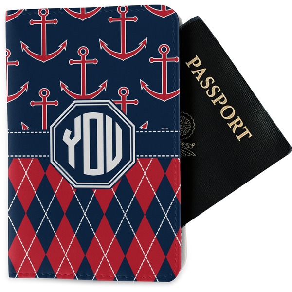 Custom Anchors & Argyle Passport Holder - Fabric (Personalized)