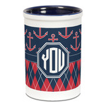 Anchors & Argyle Ceramic Pencil Holders - Blue