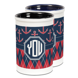 Anchors & Argyle Ceramic Pencil Holder - Large