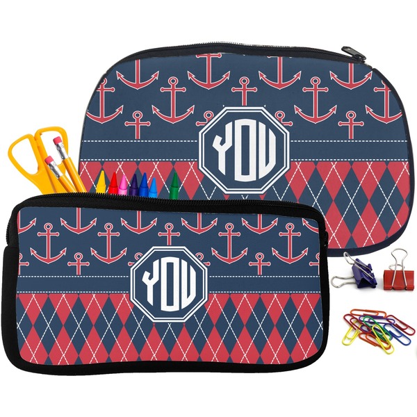 Anchors & Argyle Pencil / School Supplies Bags Small and Medium