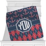 Anchors & Argyle Minky Blanket - Twin / Full - 80"x60" - Double Sided (Personalized)