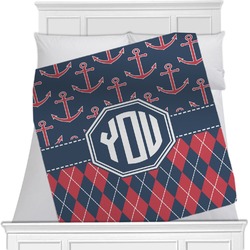 Anchors & Argyle Minky Blanket - 40"x30" - Single Sided (Personalized)