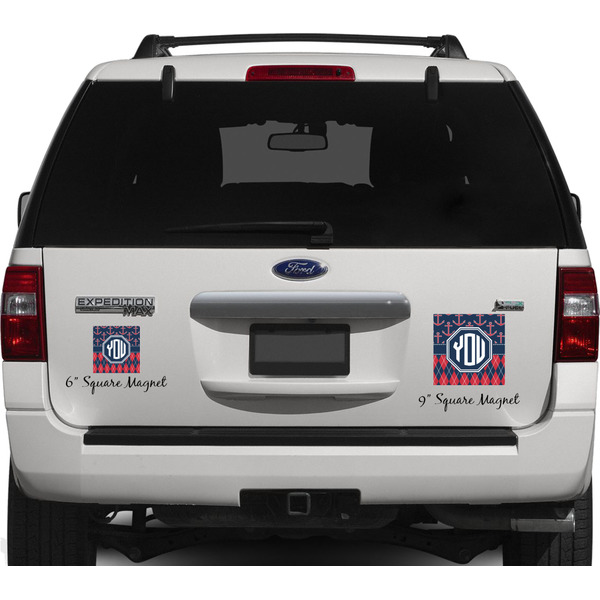Anchors & Argyle Personalized Square Car Magnets on Ford Explorer
