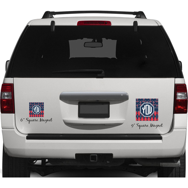 Anchors & Argyle Personalized Square Car Magnets on Ford Explorer
