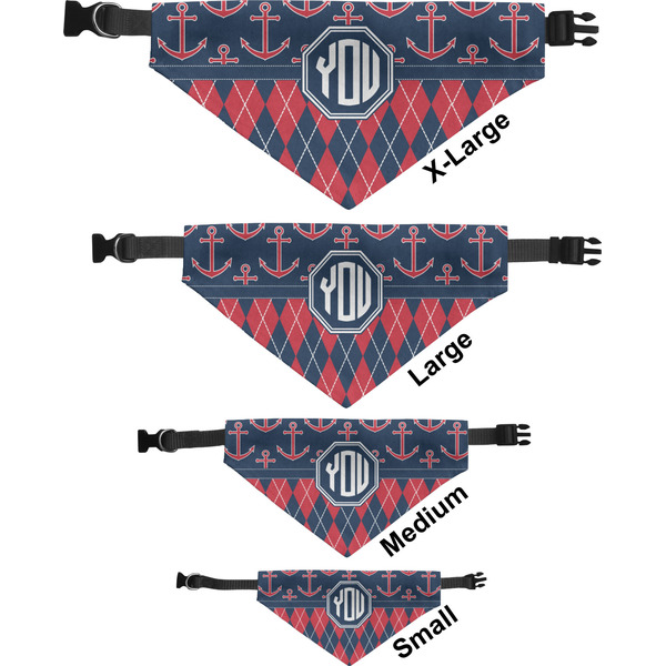 Anchors & Argyle Pet Bandana Sizes
