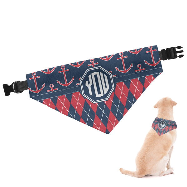 Custom Anchors & Argyle Dog Bandana - Large (Personalized)