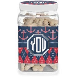 Anchors & Argyle Dog Treat Jar (Personalized)