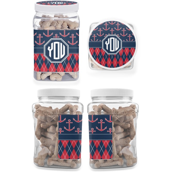 Anchors & Argyle Pet Treat Jar - Multiple Angles