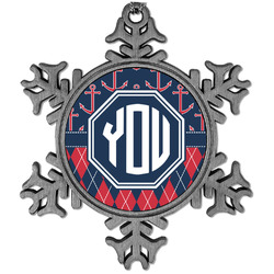 Anchors & Argyle Vintage Snowflake Ornament (Personalized)