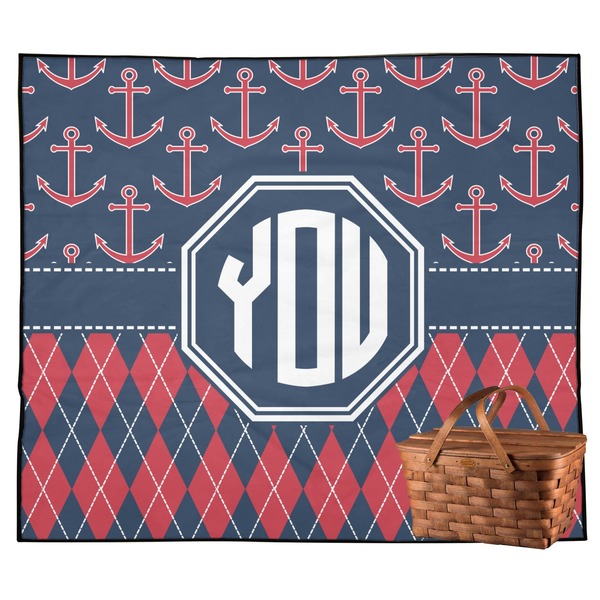 Custom Anchors & Argyle Outdoor Picnic Blanket (Personalized)