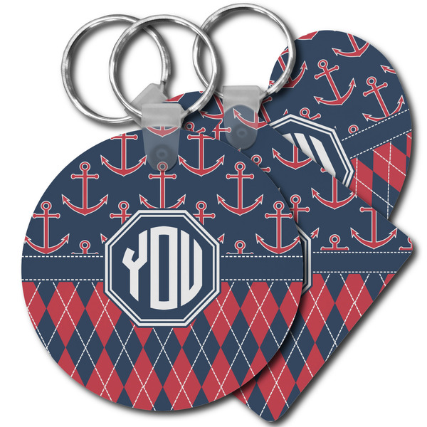 Custom Anchors & Argyle Plastic Keychain (Personalized)