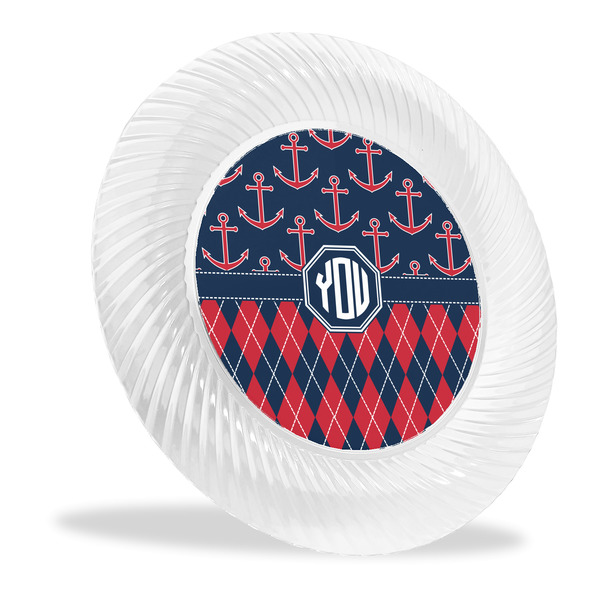 Custom Anchors & Argyle Plastic Party Dinner Plates - 10" (Personalized)