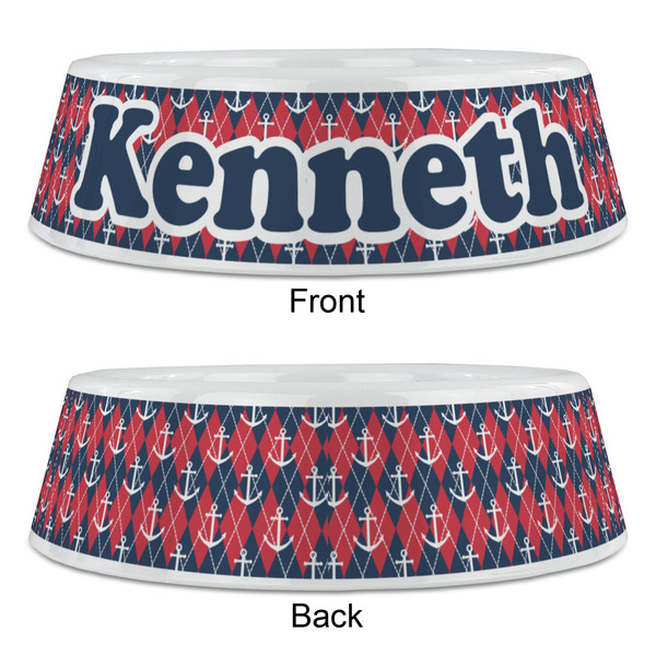 Anchors & Argyle Plastic Pet Bowls - Large - APPROVAL