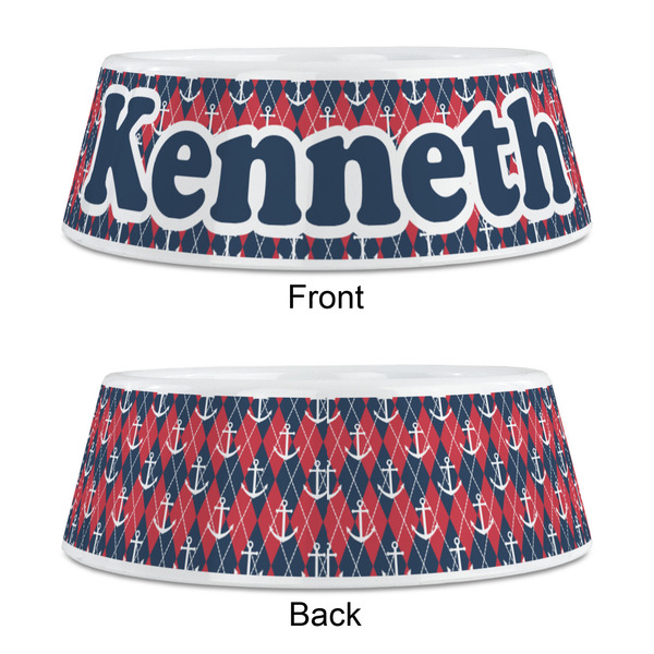 Anchors & Argyle Plastic Pet Bowls - Medium - APPROVAL