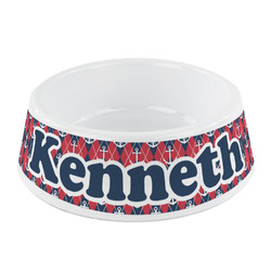 Anchors & Argyle Plastic Dog Bowl - Small (Personalized)