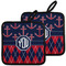Anchors & Argyle Pot Holders - Set of 2 w/ Monogram