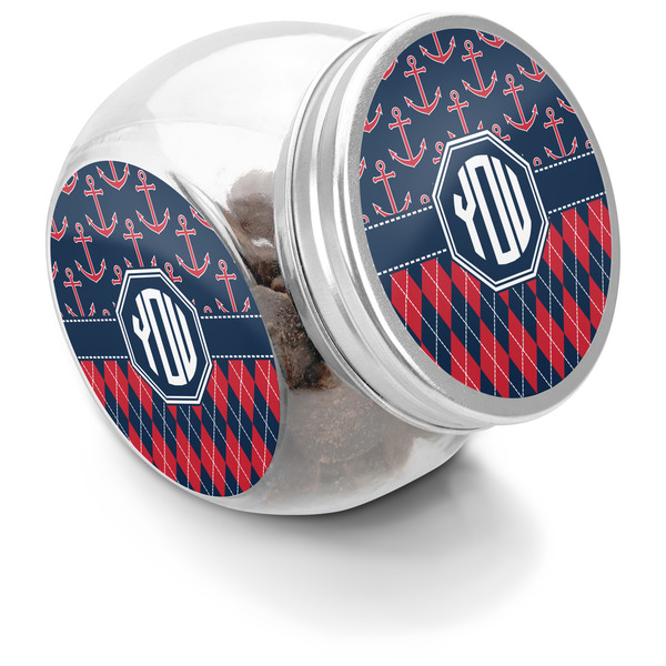 Custom Anchors & Argyle Puppy Treat Jar (Personalized)