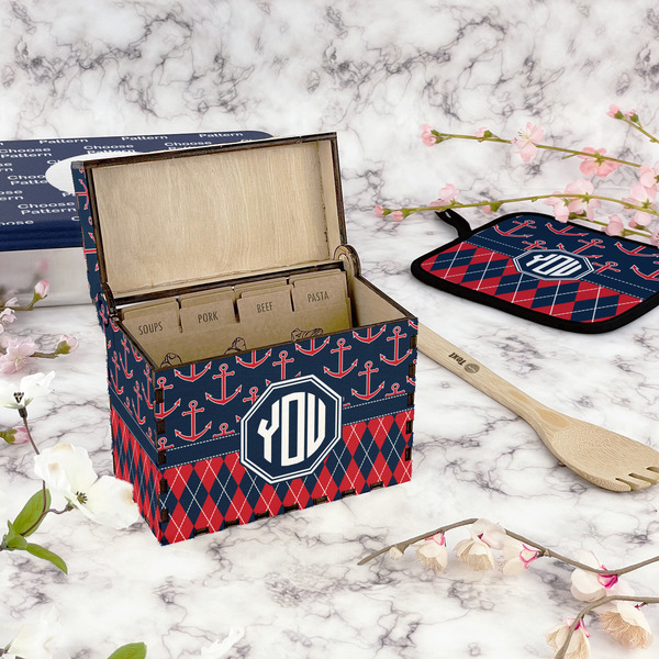 Anchors & Argyle Recipe Box - Full Color - In Context