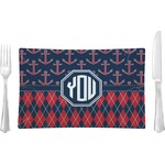 Anchors & Argyle Rectangular Glass Lunch / Dinner Plate - Single or Set (Personalized)