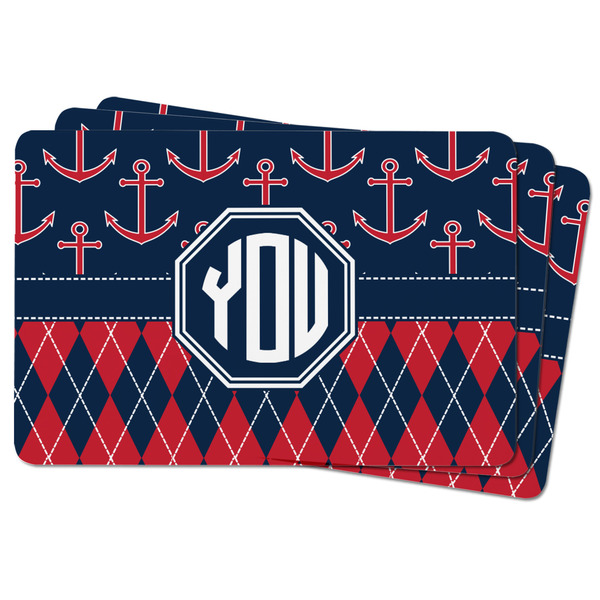 Anchors & Argyle Rectangular Fridge Magnet - THREE