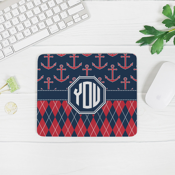 Anchors & Argyle Rectangular Mouse Pad - LIFESTYLE 2