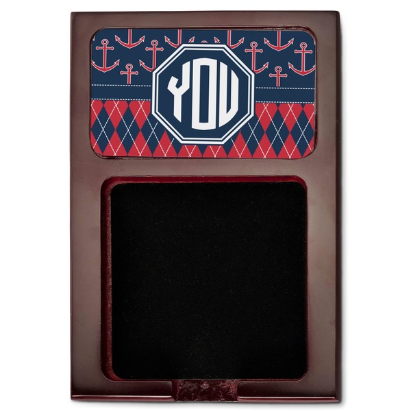 Anchors & Argyle Red Mahogany Sticky Note Holder - Flat
