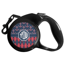 Anchors & Argyle Retractable Dog Leash - Small (Personalized)