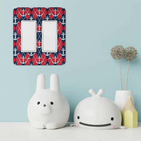 Anchors & Argyle Rocker Light Switch Covers - Double - IN CONTEXT
