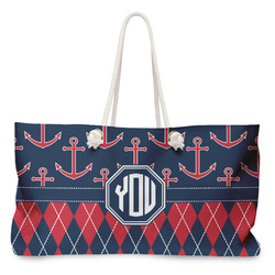 Anchors & Argyle Large Tote Bag with Rope Handles (Personalized)