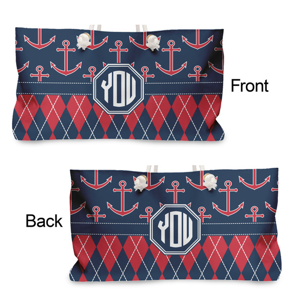 Anchors & Argyle Large Rope Tote - From & Back View